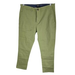 Benny Gold Mens Chino Pants Olive Green Slim Straight Twill Trousers Size 36x31
